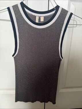 Moth Metallic Knit Tank Top in Black and Silver